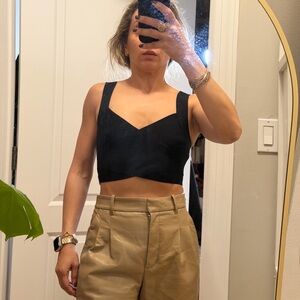 Babaton Sculpt Knit Asymmetrical Crop Top – Black (Size S)